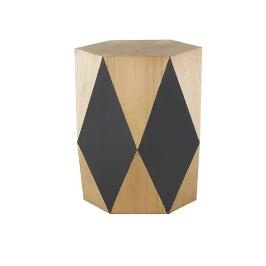 23.75" Brown Wood Geometric Diamond Accent Table with Black Accents {7}