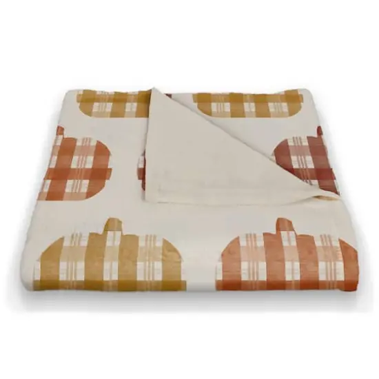 Plaid Pumpkins Coral Fleece Blanket {3}
