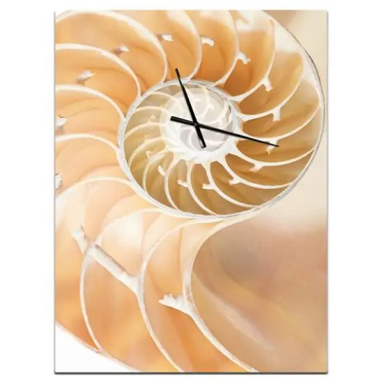 Designart Brown Nautilus Shell Pattern Wall Clock {1}