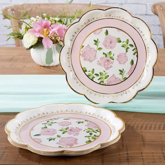 9" Pink Tea Time Whimsy Premium Paper Plates, 16ct. {3}