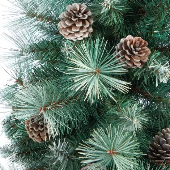 4.5ft. Pre-Lit Frosted Tip British Columbia Mountain Pine Artificial Christmas Tree In Decorative Urn, 100 Clear Lights {6}