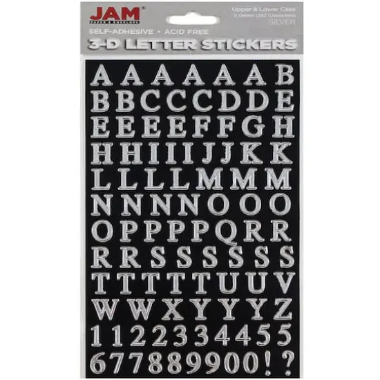 JAM Paper Silver Upper & Lower Case Alphabet Letter Stickers {1}