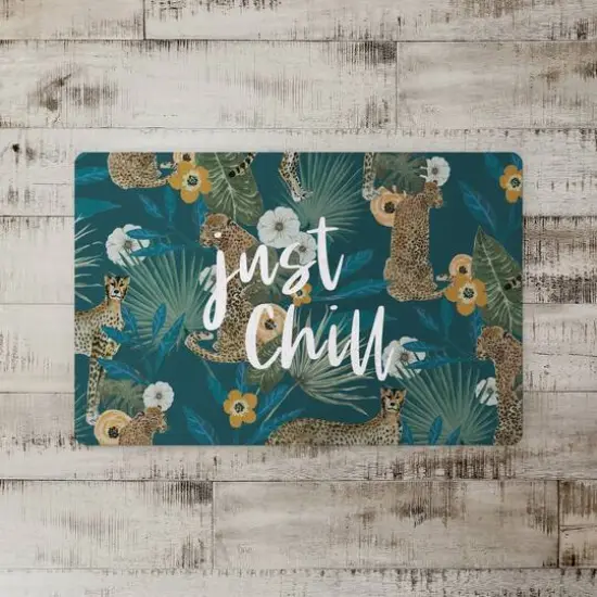 Just Chill Tropical Cheetah Floor Mat Teal {3}