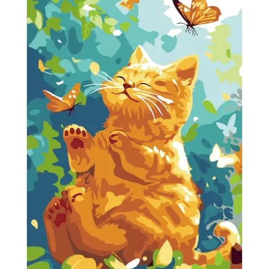 8" x 10" Tabby Cat with Butterflies Paint-by-Number Kit with Wood Display Hanger by Artist's Loft&reg; {1}
