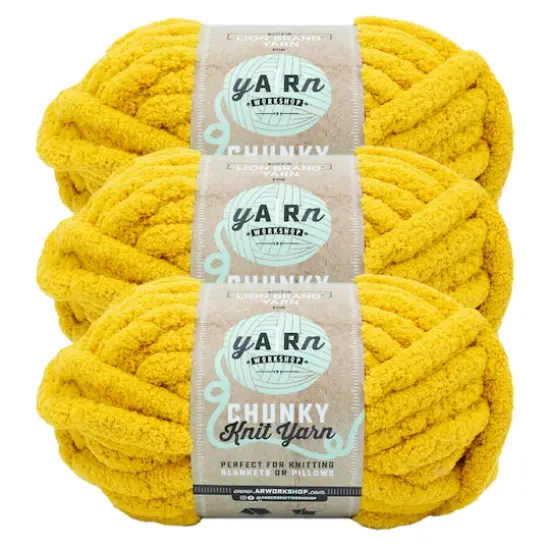 3 Pack Lion Brand&reg; Yarn Workshop Chunky Knit Yarn Mustard Seed {1}