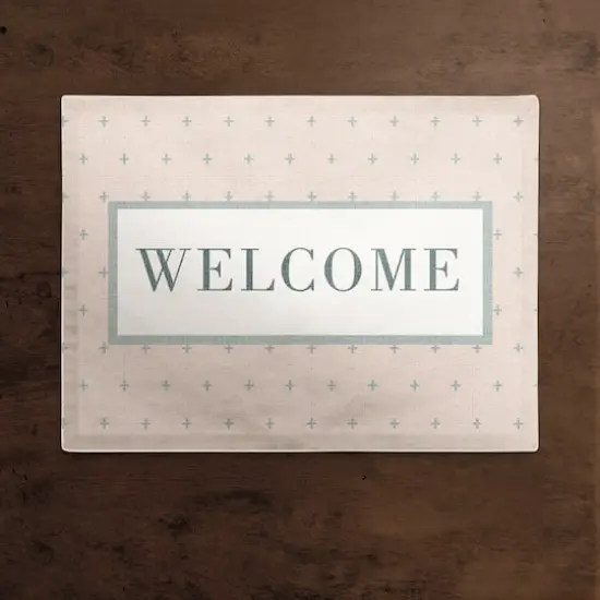 Welcome Plus Cotton Twill Placemat Blue/Blush {3}