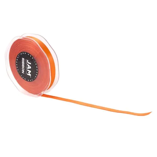 JAM Paper 3/8" x 25yd. Double Faced Satin Ribbon Orange {4}