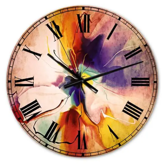 Designart 'Creative Flower In Multiple Colors Modern Wall Clock {1}