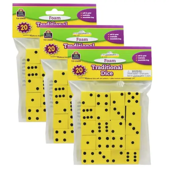 Teacher Created Resources&reg; 3/4" Foam Traditional Dice, 3 Packs of 20 {1}