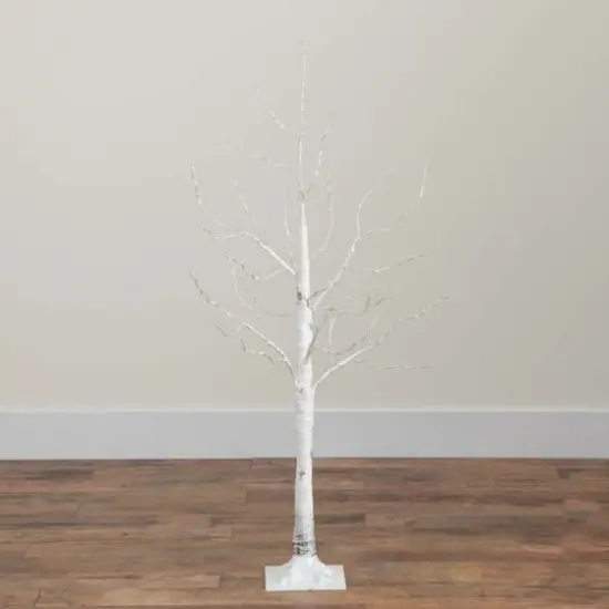 4ft. Pre-Lit White Birch Artificial Christmas Tree, Warm White LED Lights {8}