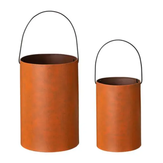 Glitzhome&reg; Metal Cutout Pumpkin Bucket Set {13}
