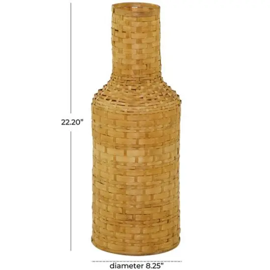 Brown Bamboo Tall Woven Floor Vase {7}