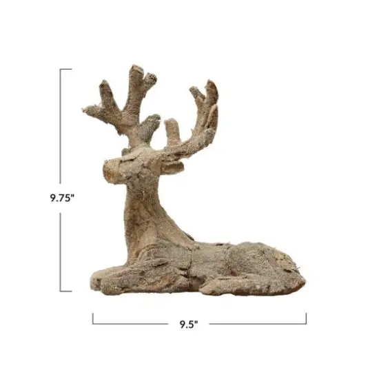 Hello Honey&reg; 9.75" Snow Finish Plastic & Bark Lying Deer {5}