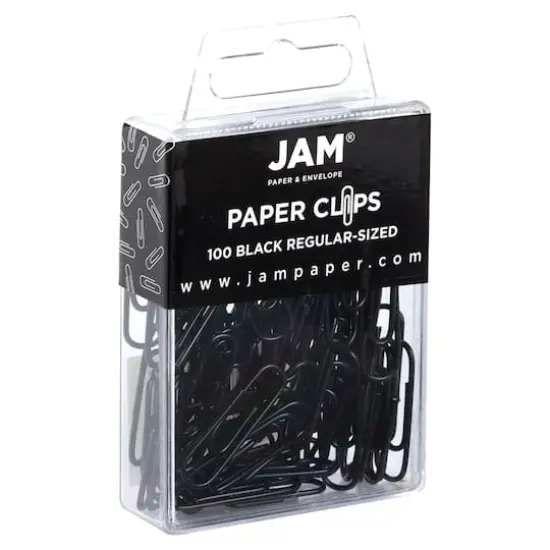 JAM Paper 1" Colorful Standard Paper Clips, 2 Packs of 100 Black {4}