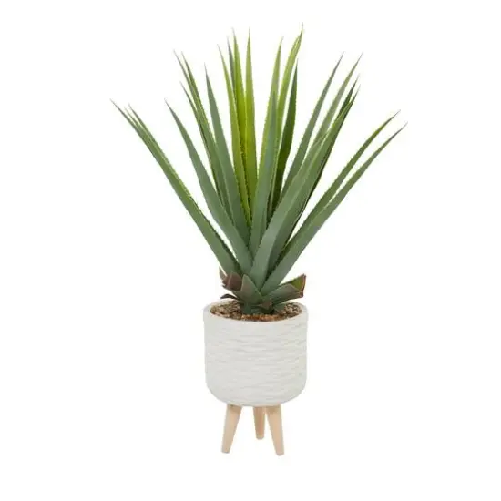 3ft. Potted White Plastic Modern Aloe Vera Artificial Foliage {6}