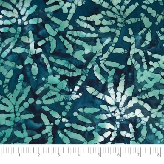 SINGER Batik Teal Leaf Cotton Fabric {1}