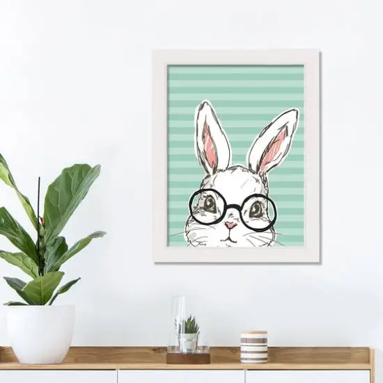Bunny With Glasses 12" x 16" White Framed Print Under Plexiglass {3}