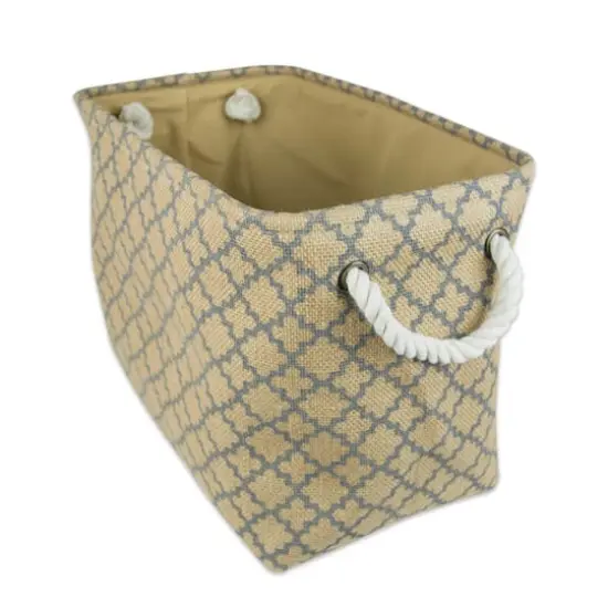 DII&reg; Large Lattice Rectangle Burlap Bin White {2}
