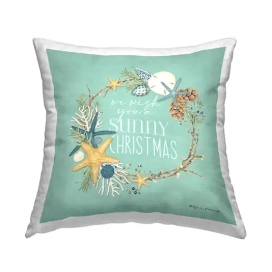Stupell Industries Wish You Sunny Christmas Wreath Throw Pillow {1}