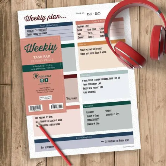 TF Publishing Boho Design Large Weekly Task Planner Desk Pad {4}