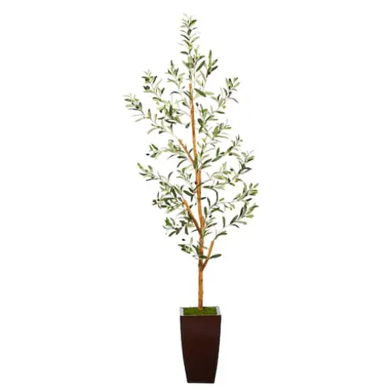 5.5ft. Olive Artificial Tree in Bronze Metal Planter {1}