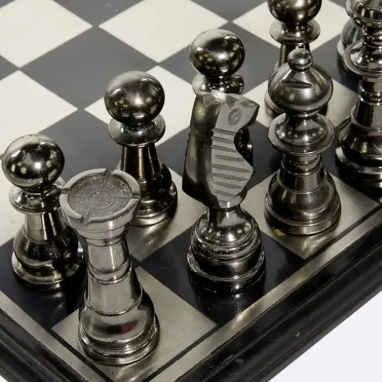 Silver Aluminum Traditional Chess Game Set {5}
