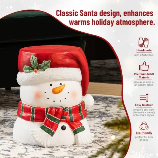 Glitzhome&reg; 14.25"H Christmas MGO Snowman Stool or Accent Table {3}