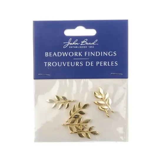John Bead Beadwork Findings Gold Branch with Leaves Pendants {4}