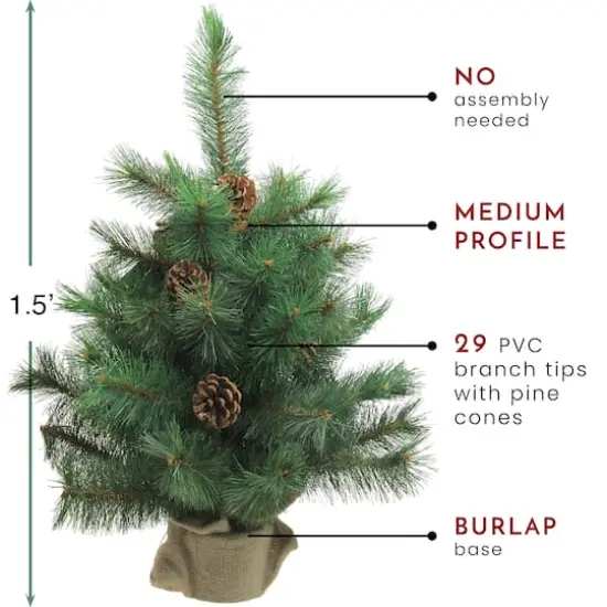 18" Unlit Medium Royal Oregon Pine Artificial Christmas Tree in Burlap Base {4}