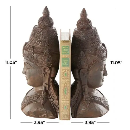 11" Bronze Buddha Weathered Decorative Bookend Set {8}