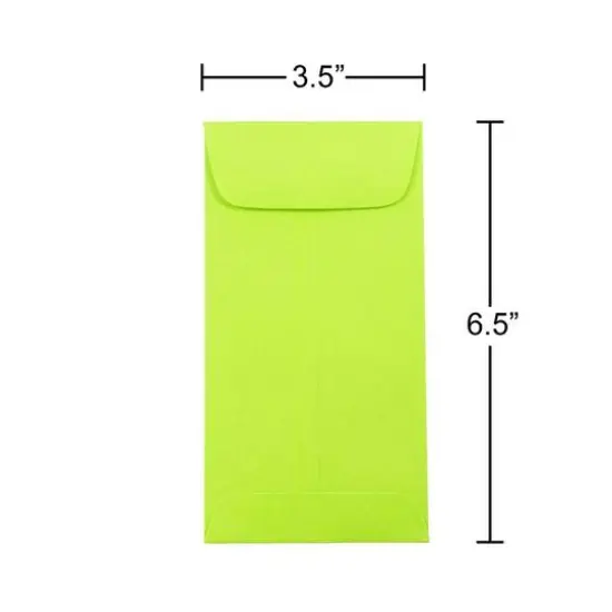 JAM Paper 3.5" x 6.5" Coin Business Envelopes, 50ct. Lime Green {6}