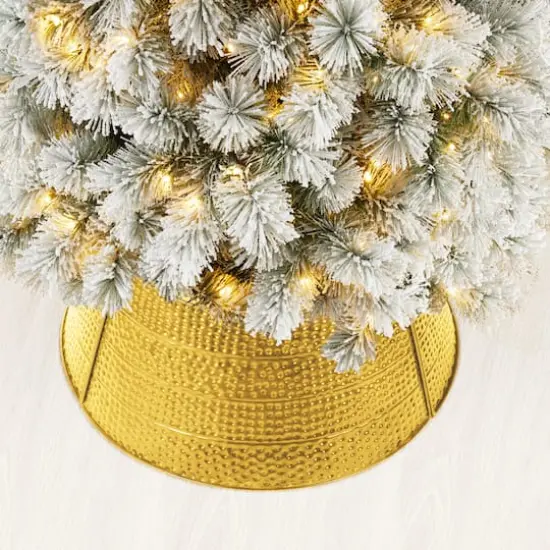 Glitzhome&reg; 22" Hammered Metal Tree Collar Gold {6}