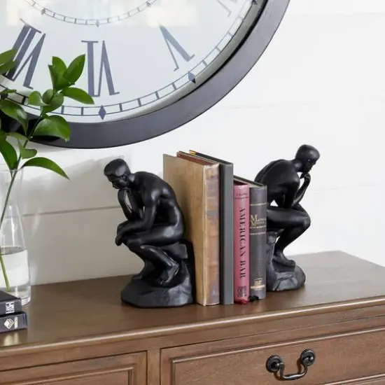 9" Black The Thinker Vintage Bookends {7}