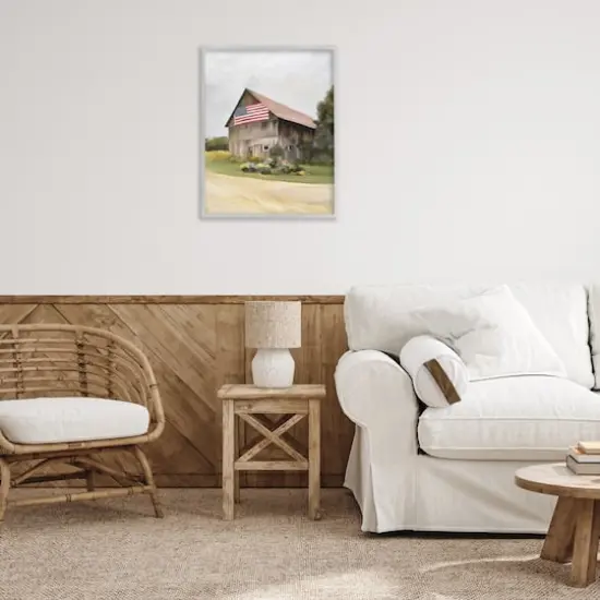 Stupell Industries Rural Americana Home Countryside Farm Flag Painting Framed Giclee Art Gray {3}