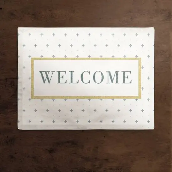 Welcome Plus Cotton Twill Placemat Blue/White {3}