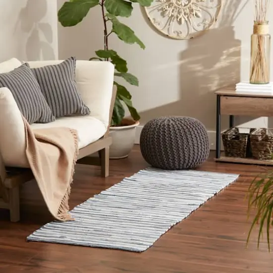 DII&reg; Slim Stripe Cotton Chindi Rug, 2ft. x 6ft. Stonewash Blue {5}