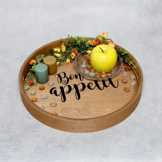 Elegant Designs&trade; 13.8" Round Bon Appetit Serving Tray with Handles {6}