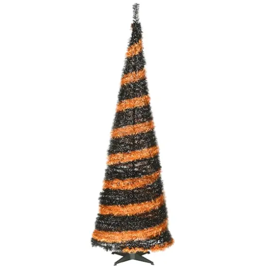 7.5ft. Unlit Orange & Black Pop-Up Artificial Halloween Tree {1}