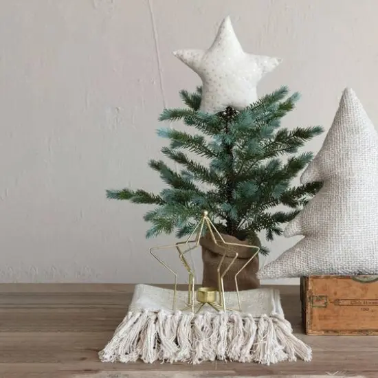 Hello Honey® 11" Beige Handmade Wool Felt & Sequins Star Tree Topper {4}