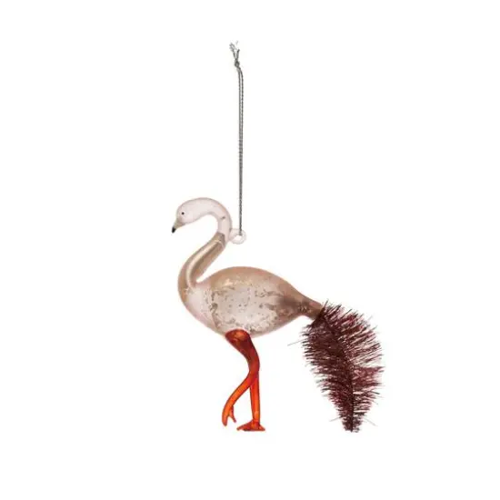 Hello Honey&reg; 5" Pink Hand-Painted Mercury Glass Flamingo Ornament {1}
