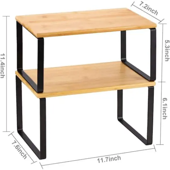Bamboo Kitchen Cabinet & Counter Shelf Organizer Black {4}