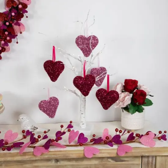 4" Tinsel Shimmering Heart-Shaped Valentine's Day Hanging D&eacute;cor, 12ct. {3}