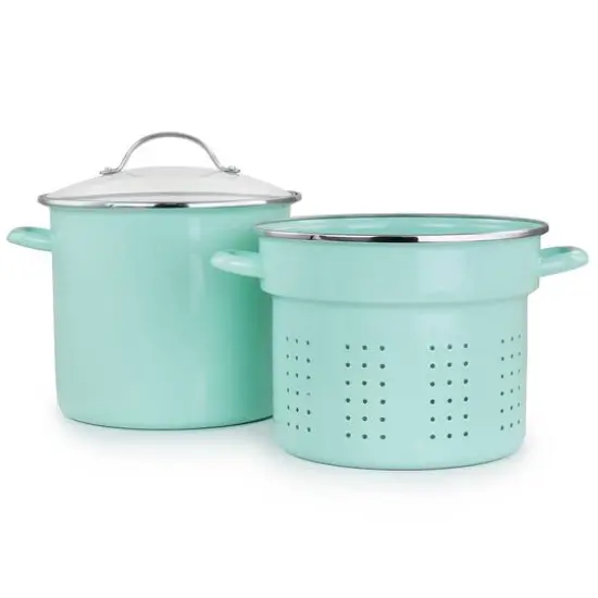 Martha Stewart 8qt. Aqua Dual Stock Pot & Steamer Set {6}