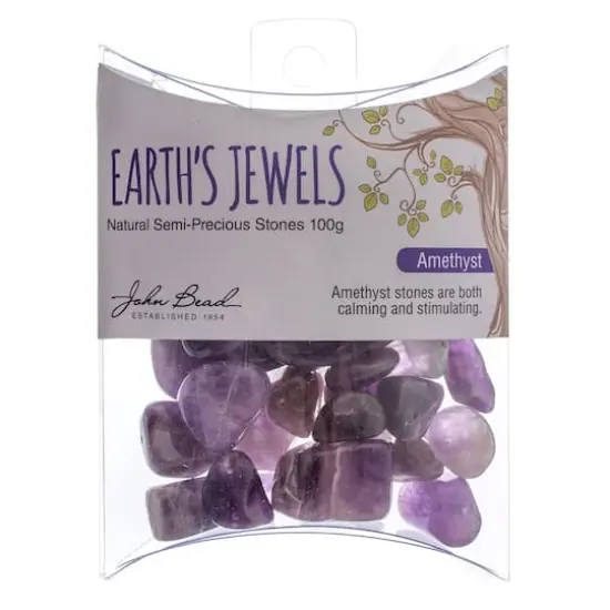 John Bead Earth's Jewels Natural Stone Bead Assortment, 100g Purple Amethyst {3}