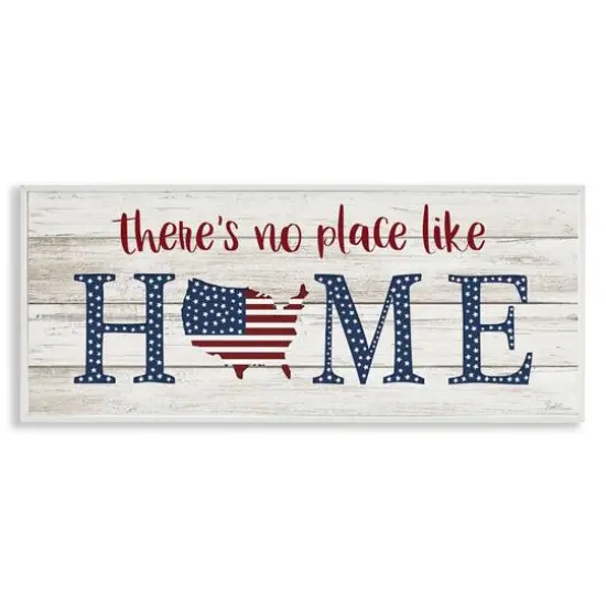 Stupell Industries Patriotic There's No Place Like Home Phrase Americana Framed Giclee Art White {1}