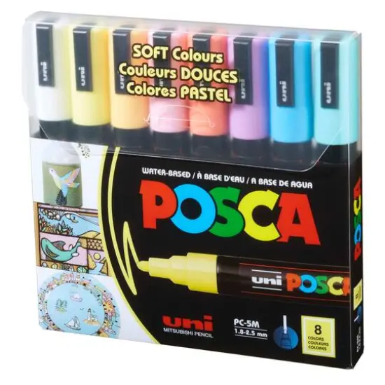 Uni Posca PC-5M Medium Tip Soft Colors Paint Marker Set {3}