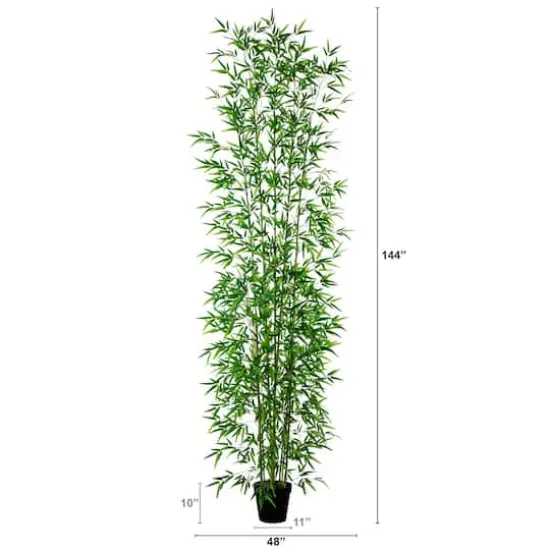 12ft. Potted Artificial Green Bamboo Tree {6}