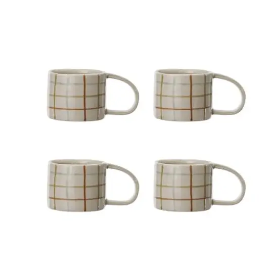 Hello Honey&reg; 12oz. Multicolor Stoneware Mugs with Checkered Pattern, 4ct. {1}