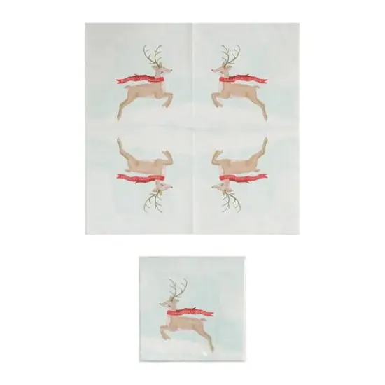 Hello Honey® 6.5" Merry Christmas Reindeer Scarf Paper Napkins, 50ct. {1}