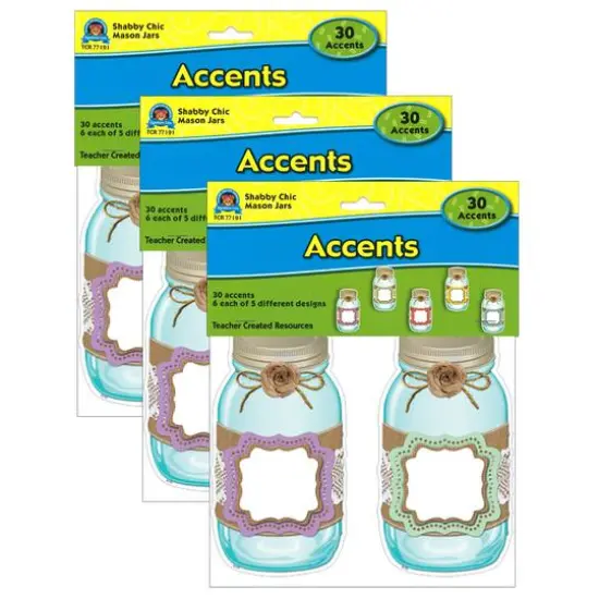 Teacher Created Resources&reg; Shabby Chic Mason Jars Accents, 3 Packs of 30 {1}